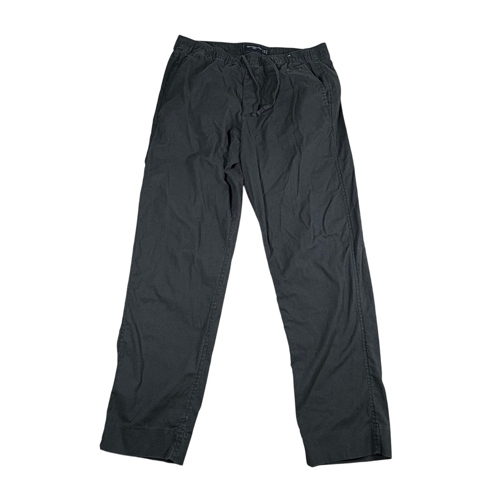 Abercrombie & Fitch Loose Fit Pull On Pants Mens Medium Long Black Cotton Linen